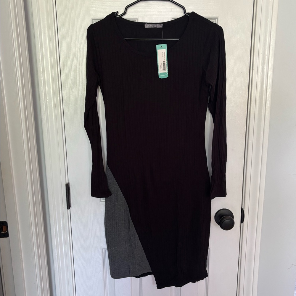 Loveappella Black and Gray Long Sleeve Dress